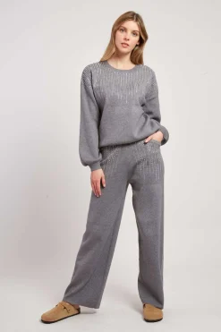 Sale Ensemble sweat pantalon à strass ABBY Les Jupes & Pantalons|Les Gilets, Cardigans & Pulls