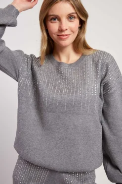 Sale Ensemble sweat pantalon à strass ABBY Les Jupes & Pantalons|Les Gilets, Cardigans & Pulls