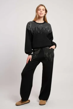 Sale Ensemble sweat pantalon à strass ABBY Les Jupes & Pantalons|Les Gilets, Cardigans & Pulls