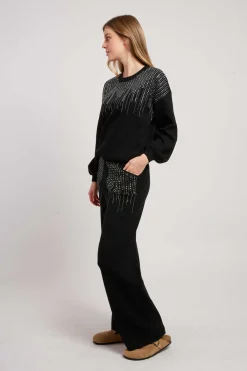 Sale Ensemble sweat pantalon à strass ABBY Les Jupes & Pantalons|Les Gilets, Cardigans & Pulls