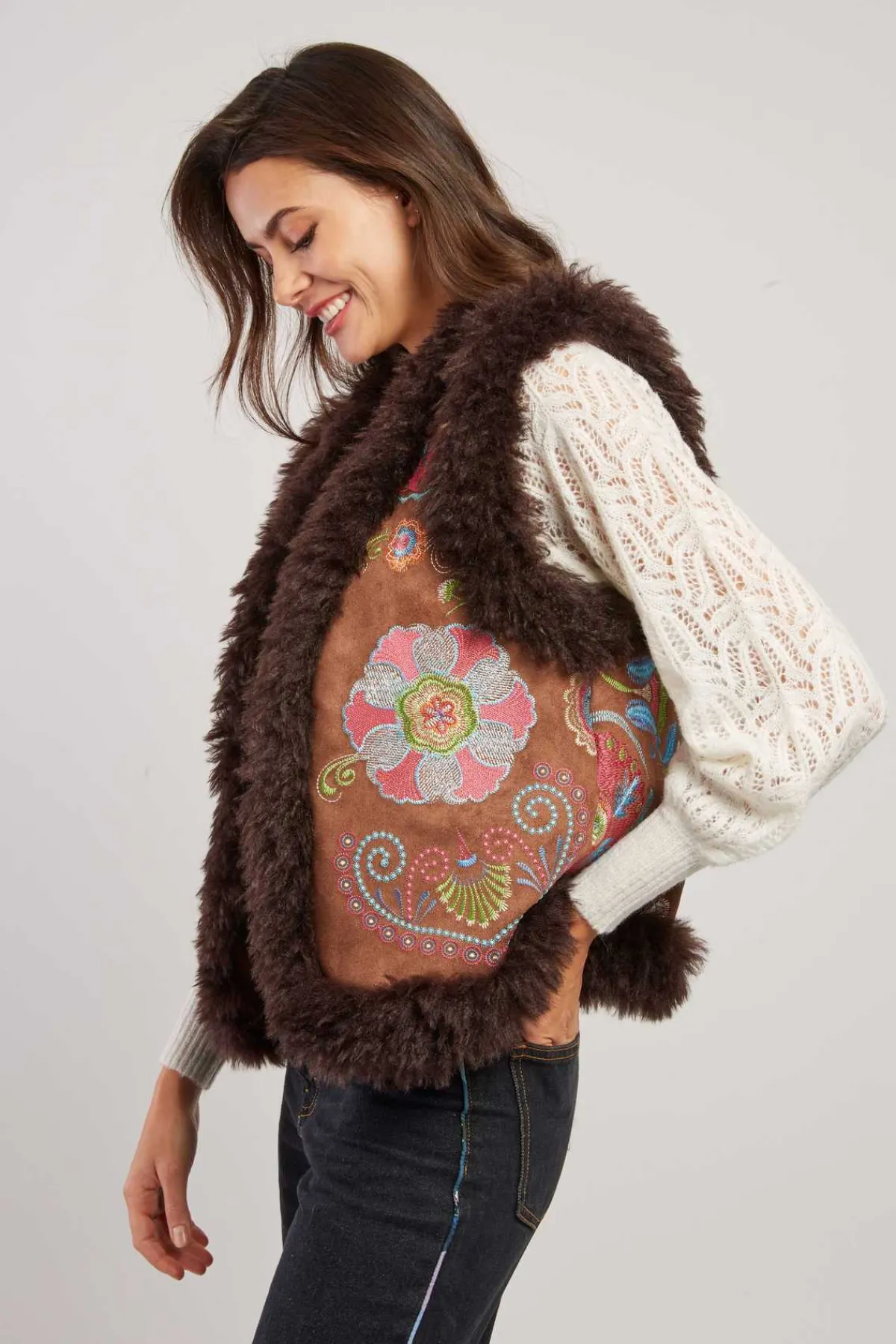 Best Gilet brodé sans manche reversible LAVINA Les Manteaux, Vestes & Doudounes