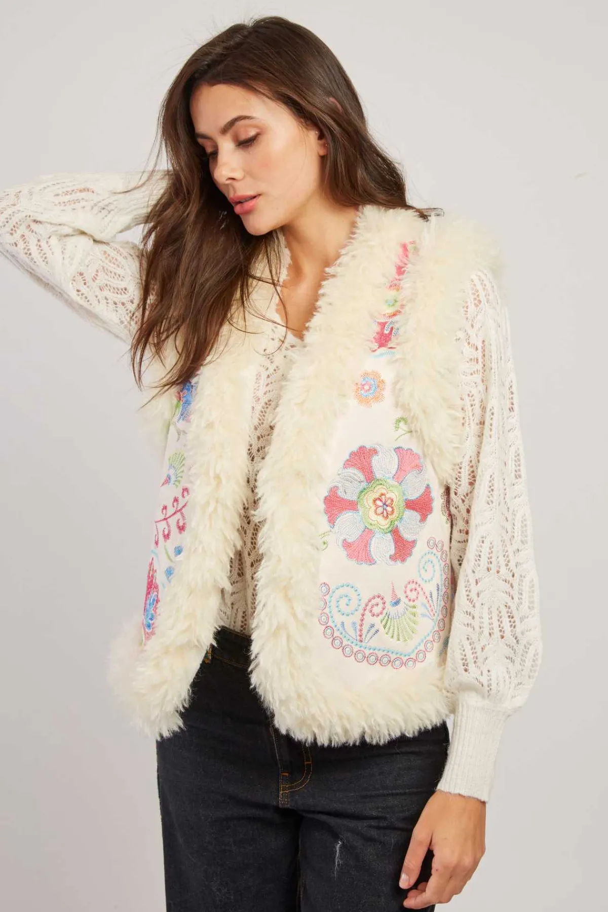 Best Gilet brodé sans manche reversible LAVINA Les Manteaux, Vestes & Doudounes