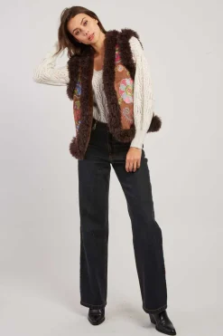 Best Gilet brodé sans manche reversible LAVINA Les Manteaux, Vestes & Doudounes