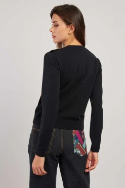 Hot Gilet col rond effet velours brodé DELPHINE Les Gilets, Cardigans & Pulls