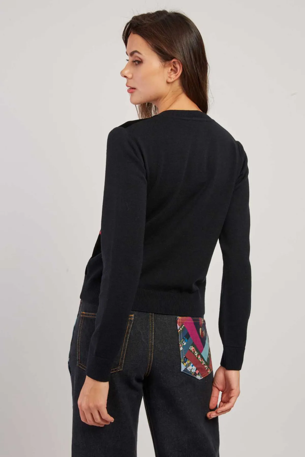 Hot Gilet col rond effet velours brodé DELPHINE Les Gilets, Cardigans & Pulls