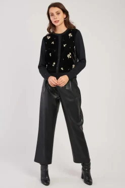 Best Sale Gilet col rond effet velours brodé DAYTONA Les Gilets, Cardigans & Pulls