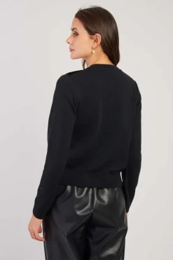 Best Sale Gilet col rond effet velours brodé DAYTONA Les Gilets, Cardigans & Pulls