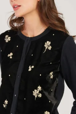 Best Sale Gilet col rond effet velours brodé DAYTONA Les Gilets, Cardigans & Pulls