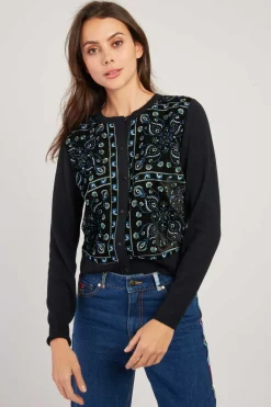 Online Gilet col rond effet velours brodé DELOS La Maille|Les Gilets, Cardigans & Pulls