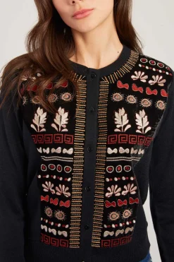 Hot Gilet col rond effet velours brodé DAX La Maille|Les Gilets, Cardigans & Pulls