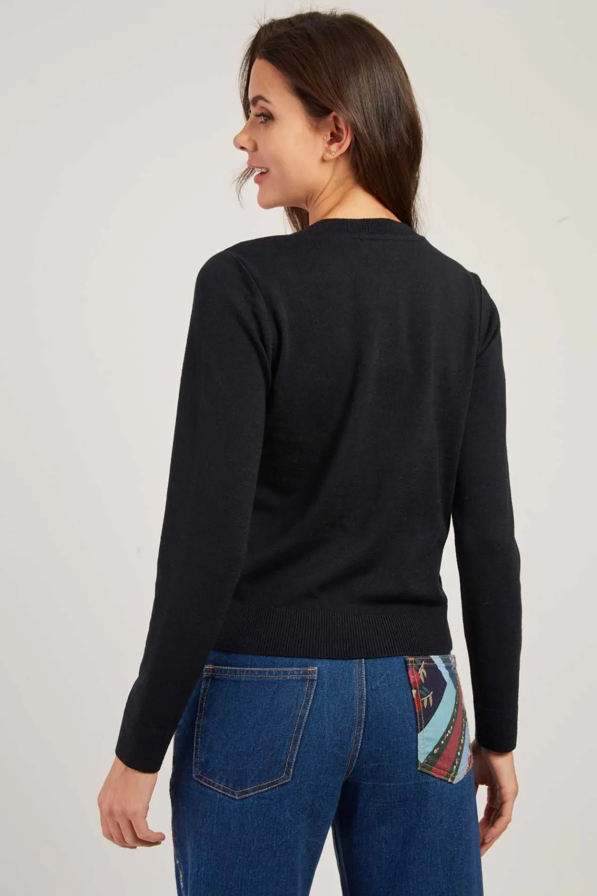 Hot Gilet col rond effet velours brodé DAX La Maille|Les Gilets, Cardigans & Pulls