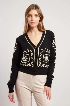 New Gilet court col V DALVA La Maille|Les Gilets, Cardigans & Pulls