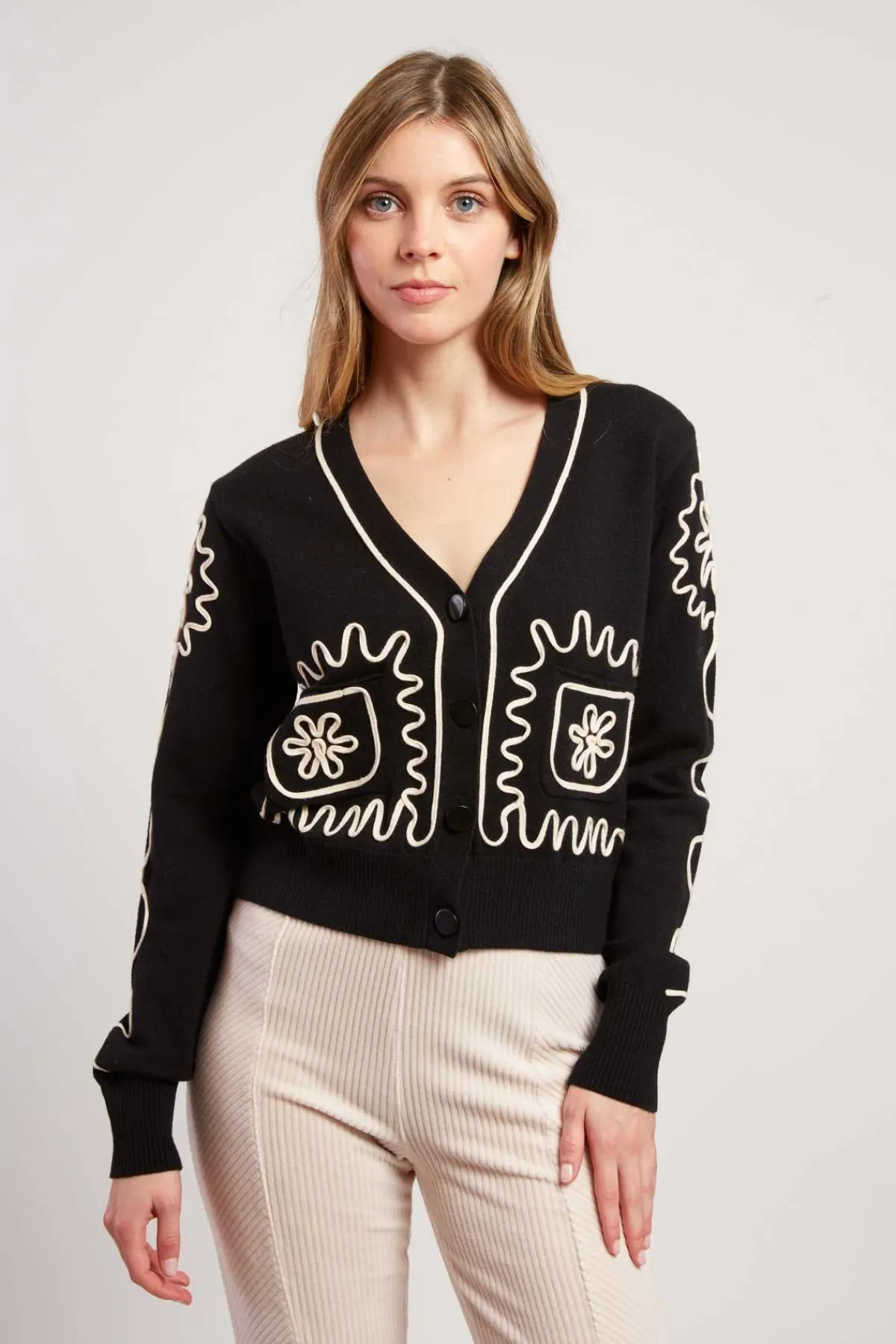 New Gilet court col V DALVA La Maille|Les Gilets, Cardigans & Pulls