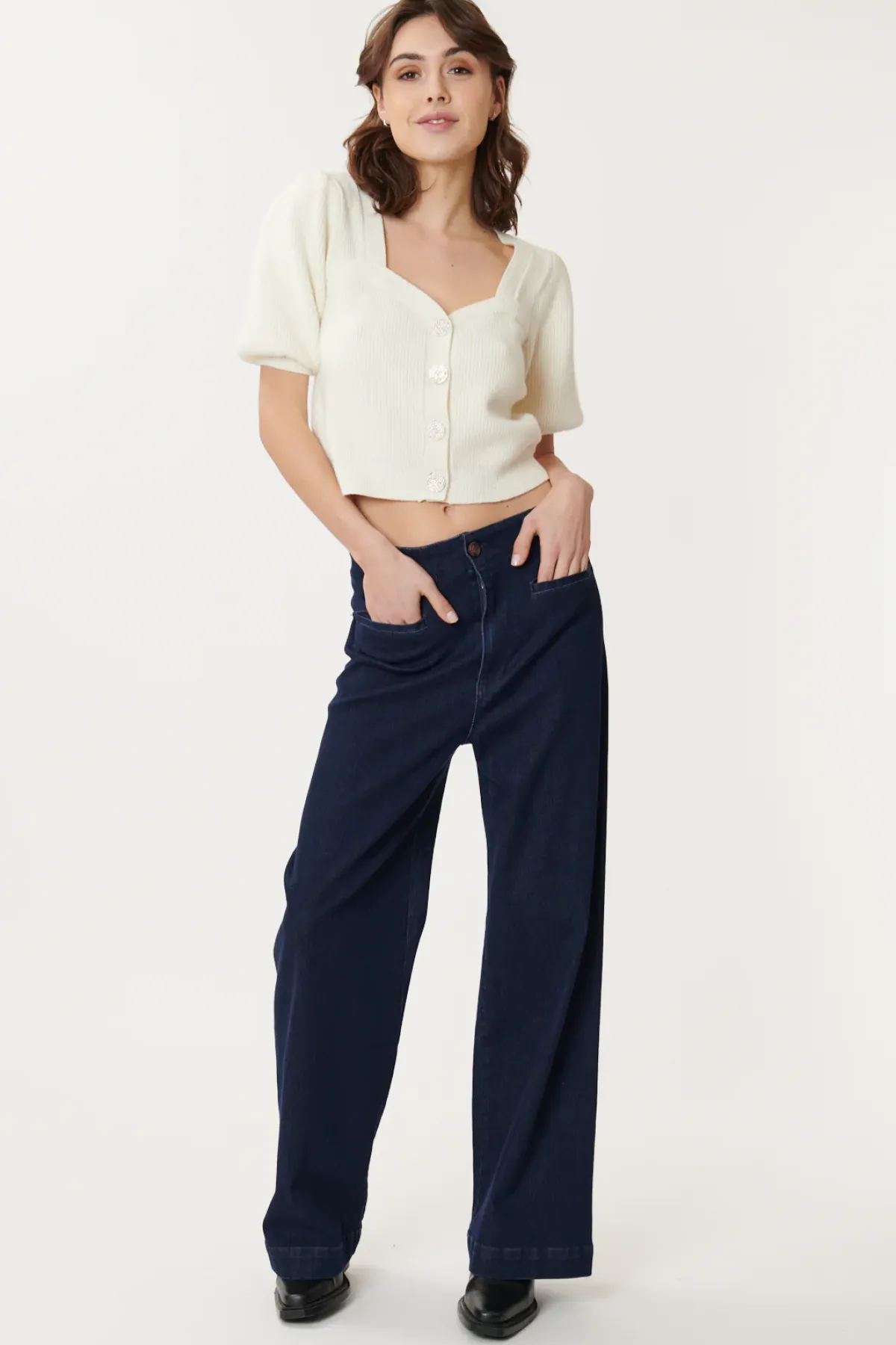 Online Gilet Court en Coton avec Boutons Bijoux LIANE La Maille|Les Blouses, Chemisiers & Tops