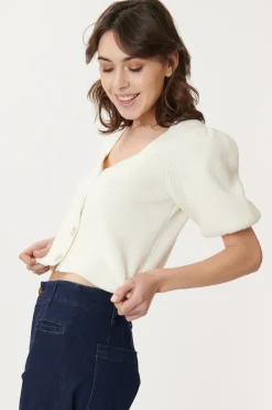 Online Gilet Court en Coton avec Boutons Bijoux LIANE La Maille|Les Blouses, Chemisiers & Tops