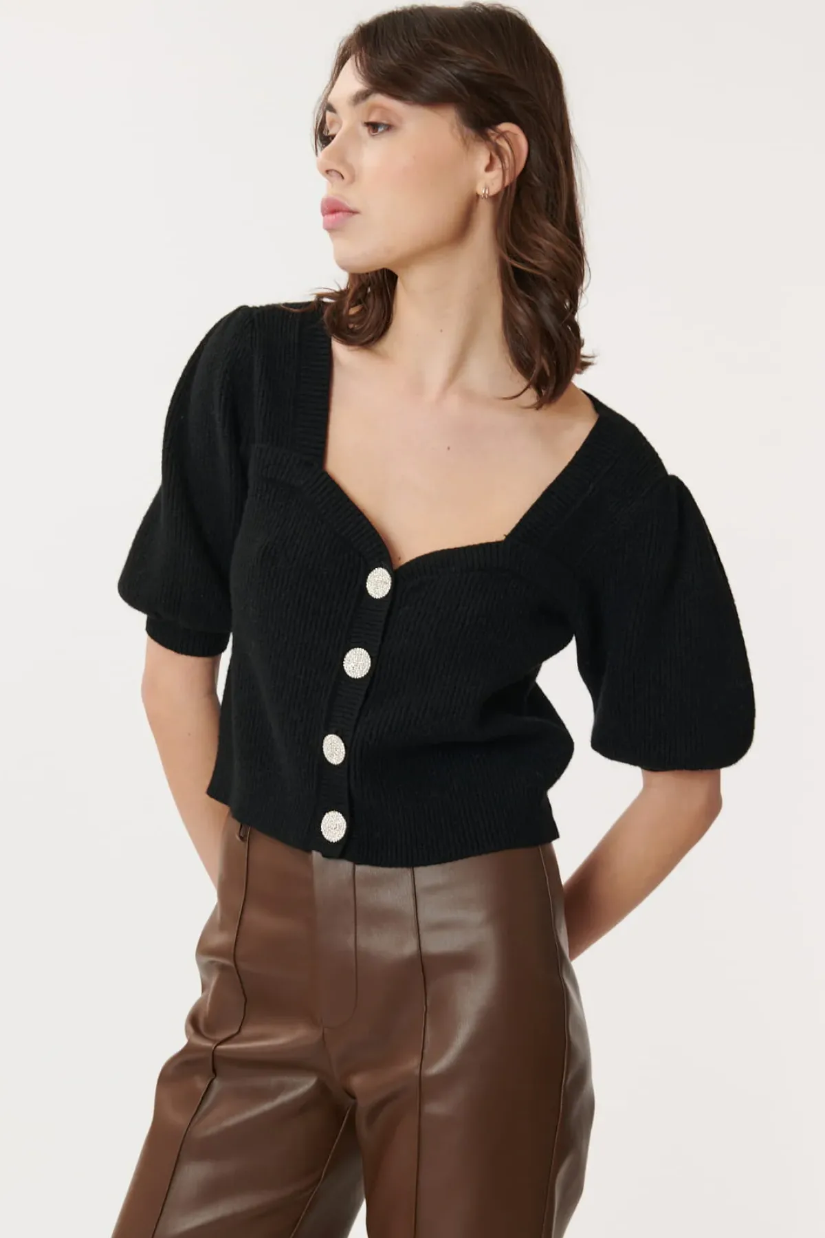 Online Gilet Court en Coton avec Boutons Bijoux LIANE La Maille|Les Blouses, Chemisiers & Tops