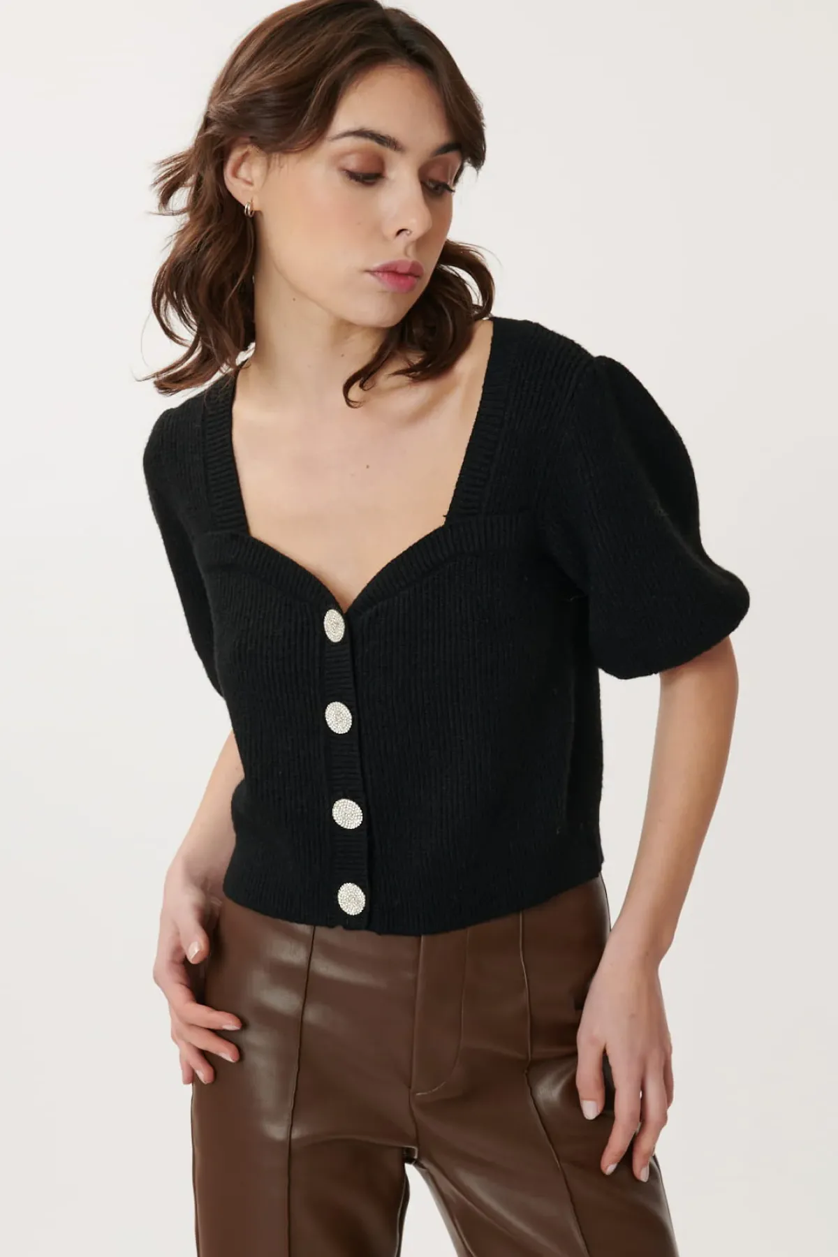 Online Gilet Court en Coton avec Boutons Bijoux LIANE La Maille|Les Blouses, Chemisiers & Tops