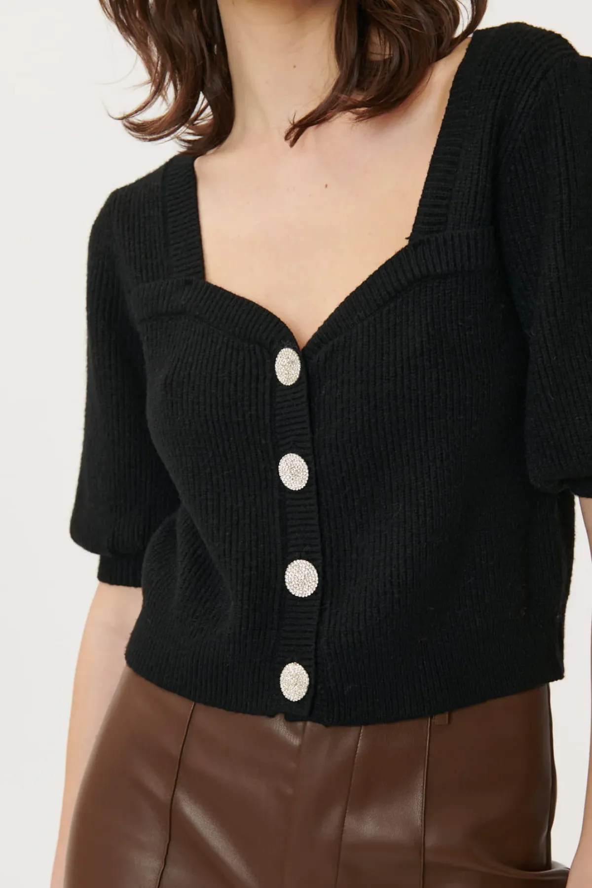 Online Gilet Court en Coton avec Boutons Bijoux LIANE La Maille|Les Blouses, Chemisiers & Tops