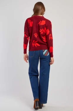 Outlet Gilet en maille bicolore avec motif feuillage DANITZA La Maille|Les Gilets, Cardigans & Pulls