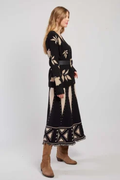 Outlet Gilet en maille bicolore avec motif feuillage DANITZA La Maille|Les Gilets, Cardigans & Pulls