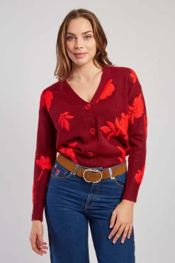 Outlet Gilet en maille bicolore avec motif feuillage DANITZA La Maille|Les Gilets, Cardigans & Pulls