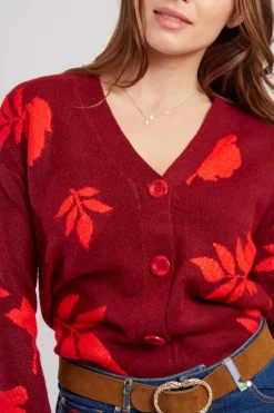 Outlet Gilet en maille bicolore avec motif feuillage DANITZA La Maille|Les Gilets, Cardigans & Pulls