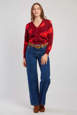 Outlet Gilet en maille bicolore avec motif feuillage DANITZA La Maille|Les Gilets, Cardigans & Pulls