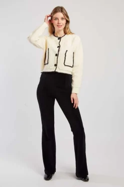 Best Gilet en maille bicolore brodé avec poches DALABA La Maille|Les Gilets, Cardigans & Pulls