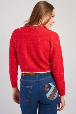 Best Gilet en maille bicolore brodé avec poches DALABA La Maille|Les Gilets, Cardigans & Pulls