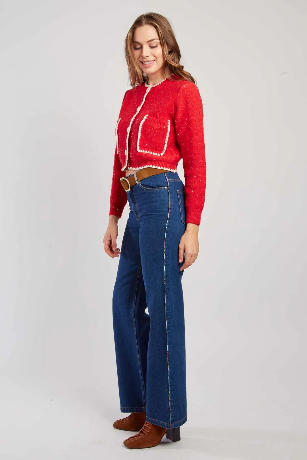 Best Gilet en maille bicolore brodé avec poches DALABA La Maille|Les Gilets, Cardigans & Pulls