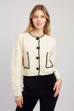 Best Gilet en maille bicolore brodé avec poches DALABA La Maille|Les Gilets, Cardigans & Pulls