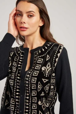 Cheap Gilet en maille brodé avec details en velours DELIA La Maille|Les Gilets, Cardigans & Pulls