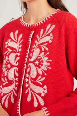 Sale Gilet en maille brodé manches longues DALILA Les Gilets, Cardigans & Pulls