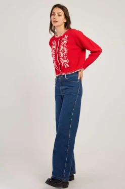 Sale Gilet en maille brodé manches longues DALILA Les Gilets, Cardigans & Pulls