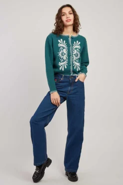 Sale Gilet en maille brodé manches longues DALILA Les Gilets, Cardigans & Pulls