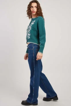 Sale Gilet en maille brodé manches longues DALILA Les Gilets, Cardigans & Pulls