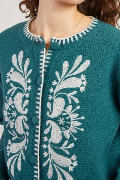 Sale Gilet en maille brodé manches longues DALILA Les Gilets, Cardigans & Pulls