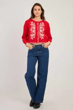 Sale Gilet en maille brodé manches longues DALILA Les Gilets, Cardigans & Pulls