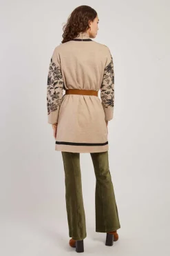 Outlet Gilet long en maille à motif jacquard fleuri DANI La Maille|Les Gilets, Cardigans & Pulls