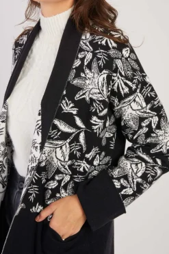 Outlet Gilet long en maille à motif jacquard fleuri DANI La Maille|Les Gilets, Cardigans & Pulls