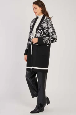 Outlet Gilet long en maille à motif jacquard fleuri DANI La Maille|Les Gilets, Cardigans & Pulls