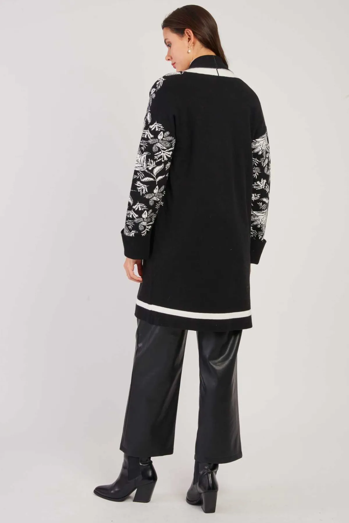 Outlet Gilet long en maille à motif jacquard fleuri DANI La Maille|Les Gilets, Cardigans & Pulls