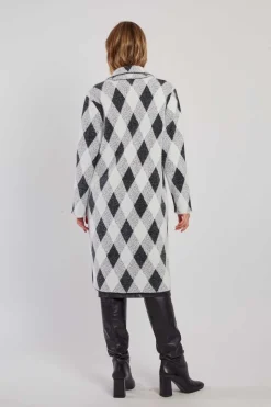 Discount Gilet long en maille jacquard DANICA Les Manteaux, Vestes & Doudounes|La Maille