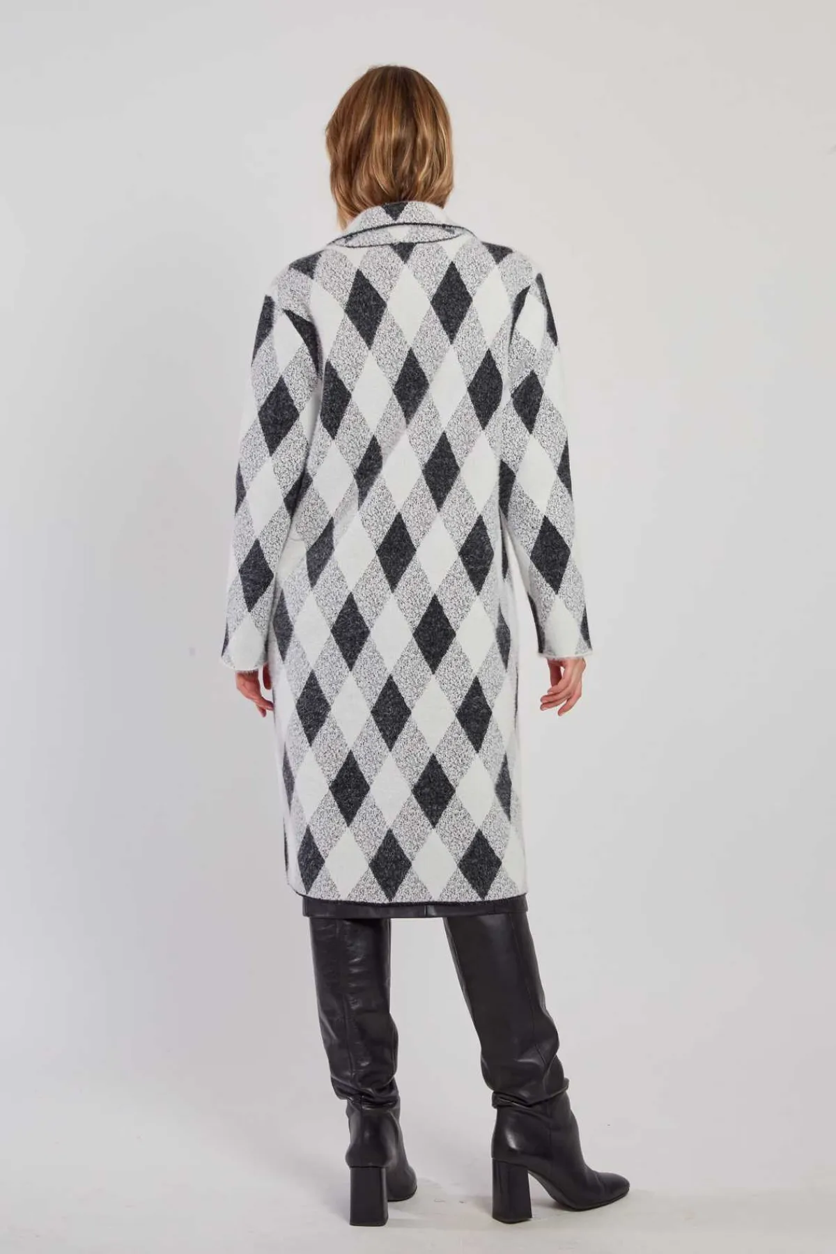 Discount Gilet long en maille jacquard DANICA Les Manteaux, Vestes & Doudounes|La Maille