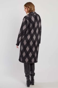 Discount Gilet long en maille jacquard DANICA Les Manteaux, Vestes & Doudounes|La Maille