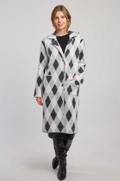 Discount Gilet long en maille jacquard DANICA Les Manteaux, Vestes & Doudounes|La Maille