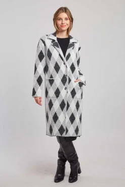 Discount Gilet long en maille jacquard DANICA Les Manteaux, Vestes & Doudounes|La Maille