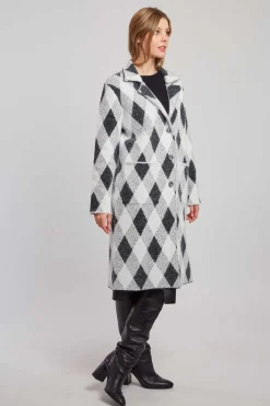 Discount Gilet long en maille jacquard DANICA Les Manteaux, Vestes & Doudounes|La Maille