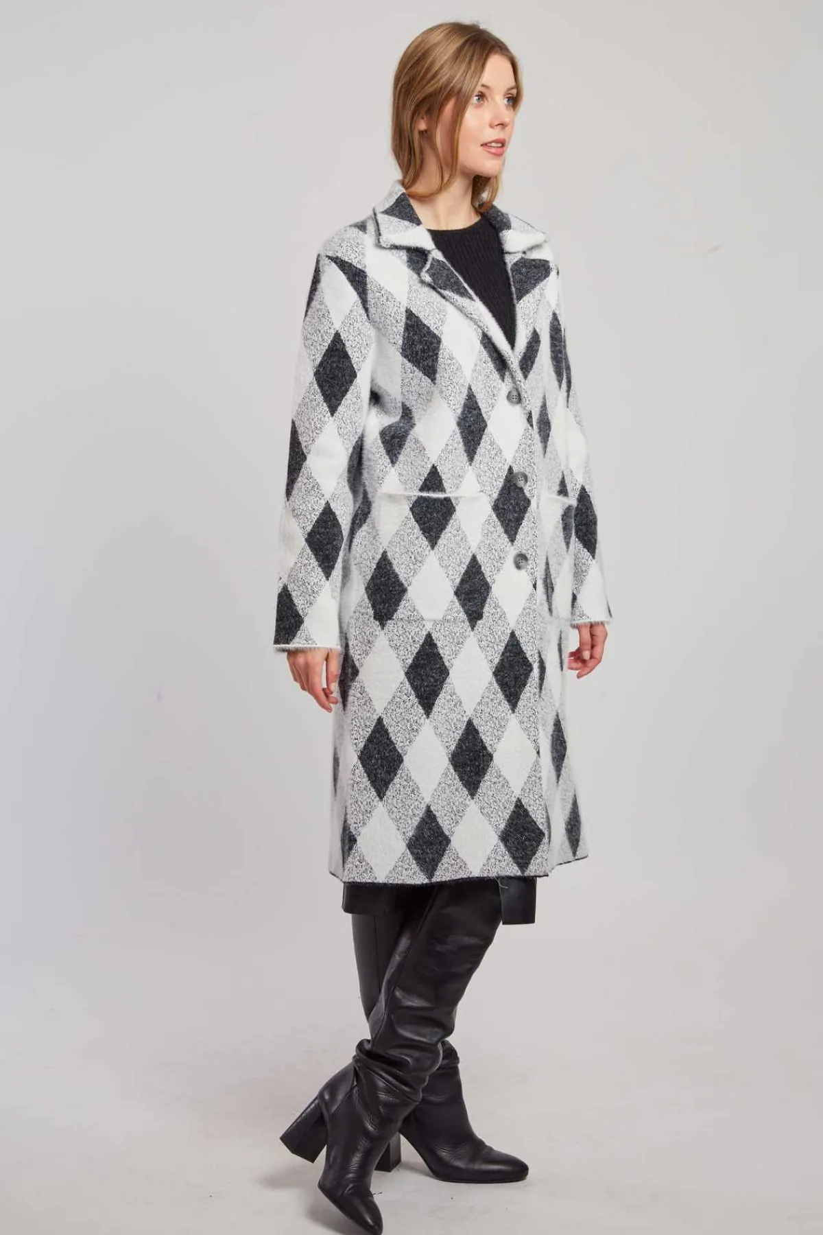 Discount Gilet long en maille jacquard DANICA Les Manteaux, Vestes & Doudounes|La Maille