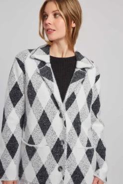 Discount Gilet long en maille jacquard DANICA Les Manteaux, Vestes & Doudounes|La Maille